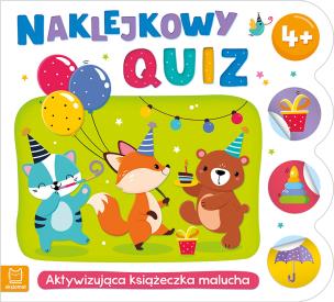Naklejkowy quiz 4+ Aktywizująca książeczka malucha. Autor: Bator Agnieszka. Multiszop.pl Okładka książki Naklejkowy quiz 4+ Aktywizująca książeczka malucha
