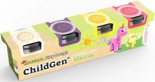 Naturalna ciastolina w eko-kubkach 4 kolory. Wydawca: ChildGen (GEN OYUNCAK SANAYİ TİCARET A.Ş.). Multiszop.pl Opakowanie Naturalna ciastolina w eko-kubkach 4 kolory