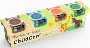 Naturalna ciastolina w eko-kubkach 4 kolory. Wydawca: ChildGen (GEN OYUNCAK SANAYİ TİCARET A.Ş.). Multiszop.pl Opakowanie Naturalna ciastolina w eko-kubkach 4 kolory