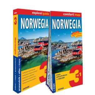 Norwegia 3w1: przewodnik + atlas + mapa. Autor:   Praca zbiorowa. Multiszop.pl Okładka książki Norwegia 3w1: przewodnik + atlas + mapa