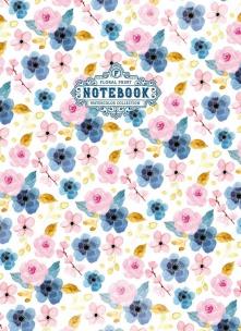 Opakowanie Notatnik ozdobny 64 strony kratka Kwiaty niebieski
