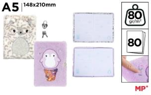 Opakowanie Notes A5/80K pluszowy z kłódką Frosty MIX