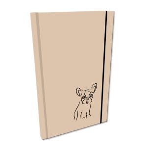 Opakowanie Notes A5 gładki z gumką Soft Touch lakier UV buldog beż