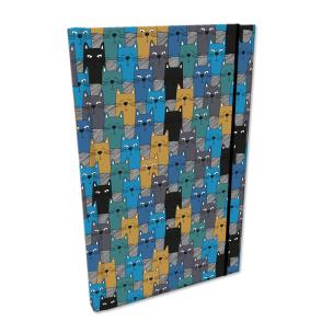 Opakowanie Notes A5 kratka z gumką Soft Touch lakier UV kocury