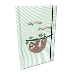 Opakowanie Notes A5 kratka z gumką Soft Touch leniwiec chwilunia