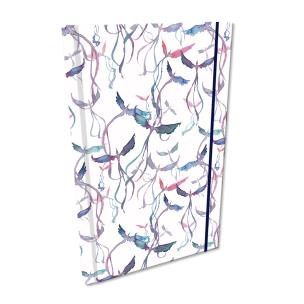 Opakowanie Notes A5 kratka z gumką Soft Touch malowane ptaki