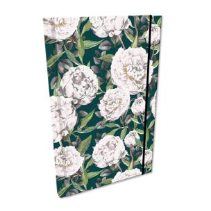 Opakowanie Notes A5 kratka z gumką Soft Touch Peonie w zieleni