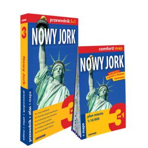 Nowy Jork 3w1 przewodnik + atlas + mapa. Autor: Katarzyna Byrtek. Multiszop.pl Okładka książki Nowy Jork 3w1 przewodnik + atlas + mapa