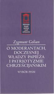 Okładka książki O moderantach, doczesnej władzy papieża i patriotyzmie chrześcijańskim