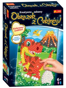 Obrazek z cekinów. Dinozaur Trex. Wydawca: Ranok-Creative. Multiszop.pl Opakowanie Obrazek z cekinów. Dinozaur Trex