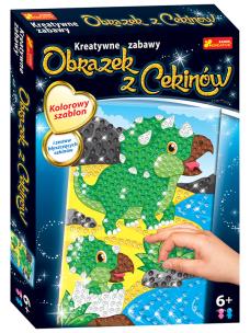 Obrazek z cekinów. Dinozaur Triceratops. Wydawca: Ranok-Creative. Multiszop.pl Opakowanie Obrazek z cekinów. Dinozaur Triceratops