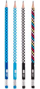 Opakowanie Ołówek trójkątny Skate 2B z gumką Happy Color paczka 24 szt.