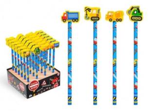 Opakowanie Ołówek z gumką do ścierania - pojazdy budowy mix