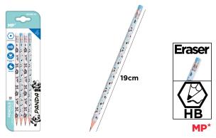 Ołówek z gumką HB 4szt Panda. Wydawca: MP Main Paper. Multiszop.pl Opakowanie Ołówek z gumką HB 4szt Panda