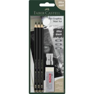 Ołówki Pitt Graphite Matt 3szt z gumką i temper. Wydawca: Faber Castell. Multiszop.pl Opakowanie Ołówki Pitt Graphite Matt 3szt z gumką i temper