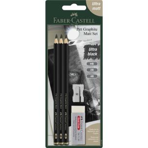 Ołówki Pitt Graphite Matt 3szt z gumką i temper. Wydawca: Faber Castell. Multiszop.pl Opakowanie Ołówki Pitt Graphite Matt 3szt z gumką i temper