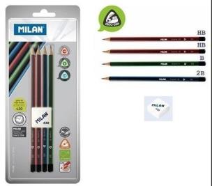 Opakowanie Ołówki trójkątne 4szt+gumka 430 blister MILAN