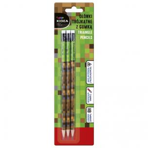 Opakowanie Ołówki trójkątne z gumką z nadrukiem A Kidea 3 sztuki