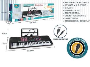Opakowanie Organy 61 klawiszy z mikrofonem, ładowarka USB