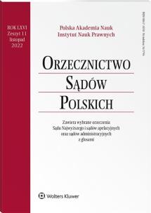 Okładka książki Orzecznictwo Sądów Polskich 11/2022