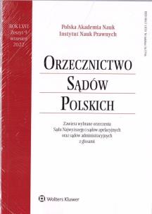 Okładka książki Orzecznictwo Sądów Polskich 9/2022
