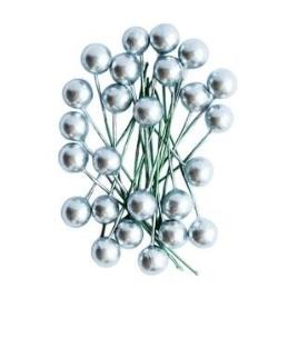 Opakowanie Owoce ostrokrzewu 1,2cm srebrne (24 szt)