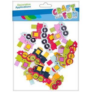 Ozdoba drewniana samoprzylepna lokomotywa 12szt. Wydawca: Craft With Fun. Multiszop.pl Opakowanie Ozdoba drewniana samoprzylepna lokomotywa 12szt