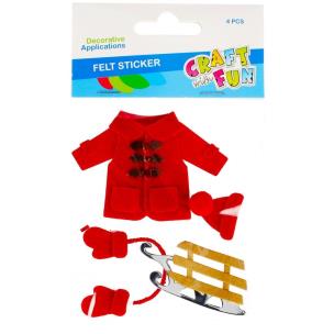Opakowanie Ozdoba filcowa samoprzylepna atrybuty zima 4szt