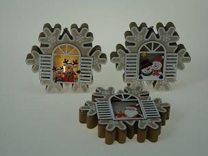 Opakowanie Ozdoba świąteczna drewniana ze światłem MIX