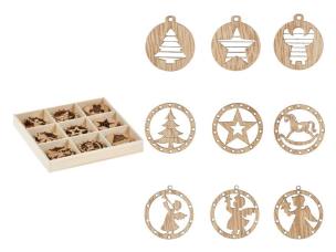 Ozdoby drewniane 3x3cm 27szt. Wydawca: MFP. Multiszop.pl Opakowanie Ozdoby drewniane 3x3cm 27szt