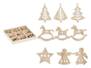 Ozdoby drewniane 3x3cm 27szt. Wydawca: MFP. Multiszop.pl Opakowanie Ozdoby drewniane 3x3cm 27szt