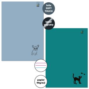 Opakowanie Paczka zeszyt A4 32k. 3-linie kolor Animal Sketch mix pakiet 5 sztuk