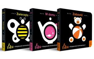 Okładka książki Pakiet A kuku. Książeczka kontrastowa. W domu / Zabawki / Zwierzęta