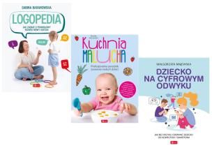 Pakiet Poradniki. Logopedia / Kuchnia malucha / Dziecko na cyfrowym odwyku. Autor: Małgorzata Majewska, Szymańska Dorota, SABINA BARANOWSKA. Multiszop.pl Okładka książki Pakiet Poradniki. Logopedia / Kuchnia malucha / Dziecko na cyfrowym odwyku