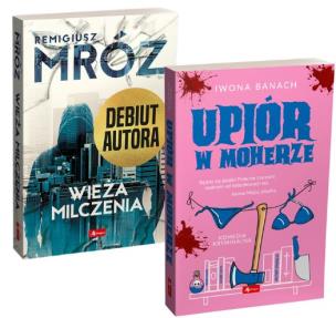 Pakiet Wieża milczenia / Upiór w moherze. Autor: Remigiusz Mróz, Banach Iwona. Multiszop.pl Okładka książki Pakiet Wieża milczenia / Upiór w moherze
