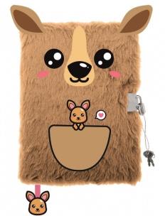 Opakowanie Pamiętnik A5 Włochacz z kłódką 3D My Little Friend Kangaroo 96 k.