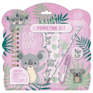 Pamiętnik z kłódką 2w1+ zestaw przyborów Koala 10. Wydawca: Derform. Multiszop.pl Opakowanie Pamiętnik z kłódką 2w1+ zestaw przyborów Koala 10