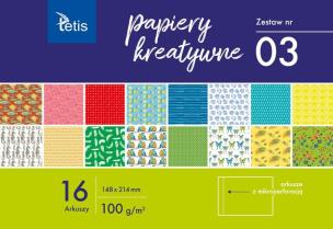 Papiery kreatywne A5/16K zestaw 3. Wydawca: TETIS. Multiszop.pl Opakowanie Papiery kreatywne A5/16K zestaw 3