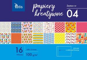 Papiery kreatywne A5/16K zestaw 4. Wydawca: TETIS. Multiszop.pl Opakowanie Papiery kreatywne A5/16K zestaw 4