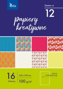 Papiery kreatywne zestaw 12 A5 16 ark.. Wydawca: TETIS. Multiszop.pl Opakowanie Papiery kreatywne zestaw 12 A5 16 ark.