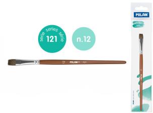 Opakowanie Pędzel płaski z włosia koziego seria 121 nr 12 Milan 1 szt. na blistrze