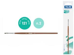 Opakowanie Pędzel płaski z włosia koziego seria 121 nr 2 Milan 1 szt. na blistrze