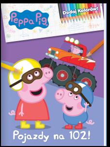 Peppa Pig. Dodaj kolorów. Pojazdy na 102!. Autor:   Praca zbiorowa. Multiszop.pl Okładka książki Peppa Pig. Dodaj kolorów. Pojazdy na 102!