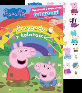 Peppa Pig. Rysowanki z bajecznymi tatuażami cz. 1 Przygody z kolorami. Autor: Opracowanie zbiorowe. Multiszop.pl Okładka książki Peppa Pig. Rysowanki z bajecznymi tatuażami cz. 1 Przygody z kolorami