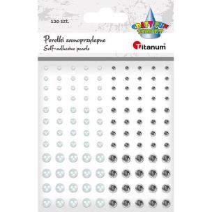 Opakowanie Perełki samoprzylepne okrągłe 120szt białe srebrne