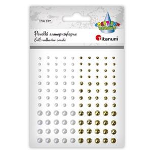 Opakowanie Perełki samoprzylepne okrągłe 120szt białe złote