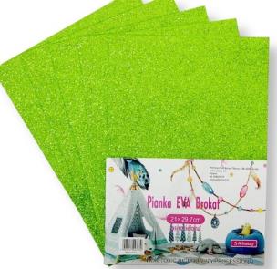 Opakowanie Pianka brokatowa jasnozielona 21x29,7cm 5szt