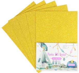 Opakowanie Pianka brokatowa złota 21x29,7cm 5szt