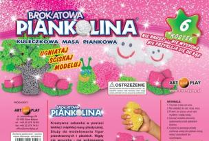 Piankolina brokatowa 6 kostek. Wydawca: Art. and Play. Multiszop.pl Opakowanie Piankolina brokatowa 6 kostek