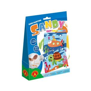 Piaskowe Malowanki z brokatem Sandy Glitter żółw i łódź podwodna. Wydawca: ALEXANDER GRY. Multiszop.pl Opakowanie Piaskowe Malowanki z brokatem Sandy Glitter żółw i łódź podwodna